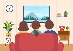 TV kanaal sjabloon hand- getrokken tekenfilm vlak illustratie huis vermaak voor aan het kijken film, actie film of breken nieuws in televisie vector