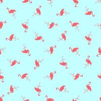 naadloos patroon met flamingo's vogel en palm bomen Aan groen achtergrond vector