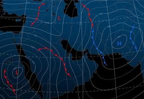voorspelling weer nacht isobaar kaart van midden- oosten- vector