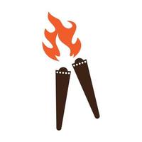 brand fakkel met vlam vlak pictogrammen set. verzameling van symbool vlammend, illustratie vector