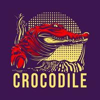 t overhemd ontwerp krokodil met kant visie van krokodil met scherp tanden en ogen stalken haar prooi wijnoogst illustratie vector