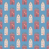patroon van rood en beige huis Aan blauw achtergrond. vector beeld voor gebruik in website ontwerp of textiel