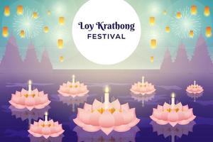 loy krathong festival achtergrond illustratie vector