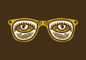 bril met twee uitpuilend ogen retro wijnoogst lijn kunst vector