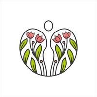 luxe vrouw en lotuslijntekeningen voor inspiratie voor spa-logo-ontwerp vector