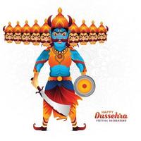 mooi ravana met tien hoofden voor navratri dussehra festival vakantie achtergrond vector