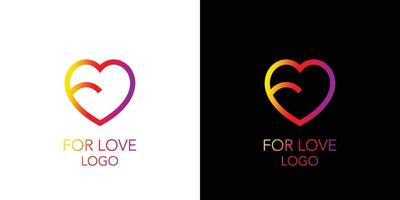 modern en elegant brief f eerste liefde logo ontwerp vector