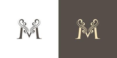 luxe en elegant brief m initialen tekst logo ontwerp vector