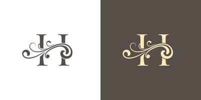 luxe en elegant brief h initialen tekst logo ontwerp vector