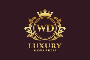 eerste wd brief Koninklijk luxe logo sjabloon in vector kunst voor luxueus branding projecten en andere vector illustratie.