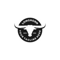 Longhorn gemakkelijk vlak logo ontwerp vector