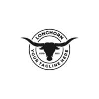 Longhorn gemakkelijk vlak logo ontwerp vector