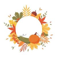 herfst achtergrond met bladeren, pompoenen en eikels. vlak vector illustratie.