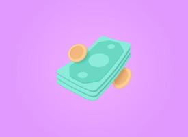 3d geven geld, fondsen, contant geld, munt, betaling en bank vector concept. 3d vector ontwerp illustratie