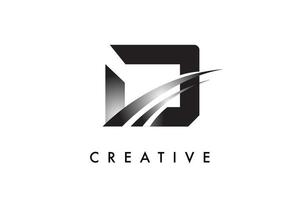 brief d logo ontwerp vector met gebogen swoosh lijnen en creatief kijken