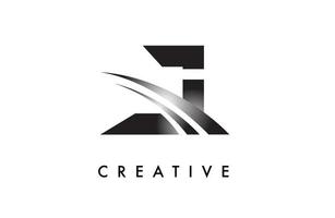 brief j logo ontwerp vector met gebogen swoosh lijnen en creatief kijken