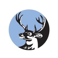 whitetail hert buck hoofd cirkel retro vector