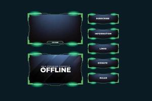 groen scherm bedekking vector Aan een donker achtergrond. leven gaming scherm paneel en kader ontwerp met licht effect. creatief streaming bedekking vector met scherm grens voor online gamers.