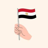 tekenfilm hand- Holding Egyptische vlag. de vlag van Egypte, concept illustratie. vlak ontwerp geïsoleerd vector. vector