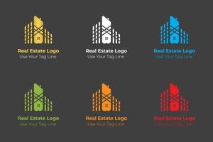 creatief modern architectuur echt landgoed logo ontwerp met negatief ruimte vector sjabloon. deze logo kan worden gebruikt voor pictogrammen, merk identiteit, inspiratie, bouw, architectuur, en divers project