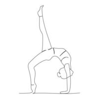 doorlopend lijn tekening van vrouw aan het doen oefening yoga. minimalisme kunst. vector