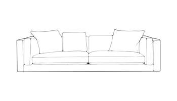 sofa of bankstel lijn kunst illustrator. schets meubilair voor leven kamer. vector illustratie.