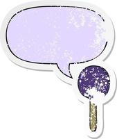 cartoon lolly en tekstballon noodlijdende sticker vector