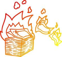 warm helling lijn tekening brandend geld tekenfilm vector