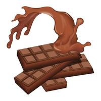 chocola bars en gesmolten chocola vector