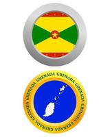 knop net zo een symbool Grenada vlag en kaart Aan een wit achtergrond vector