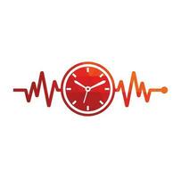 pulse tijd logo sjabloon ontwerp vector. hart ritme en tijd logo ontwerp icoon. vector