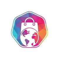 wereld winkel logo sjabloon ontwerp vector. aarde en uitverkoop symbool of icoon. wereldbol en markt logotype ontwerp sjabloon. vector