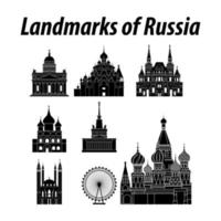 bundel van Rusland beroemd oriëntatiepunten door silhouet stijl vector