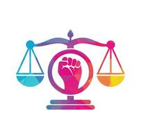 wet vuist logo ontwerp icoon. gerechtigheid balans in hand- logo sjabloon ontwerp. revolutie gerechtigheid logo concept. vector