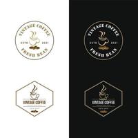 koffie en chocola winkel wijnoogst logo vector