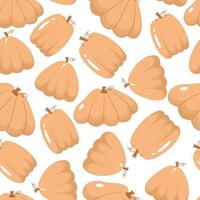 naadloze patroon met herfst oogst cartoon platte pompoenen geïsoleerd op een witte achtergrond, wallpapers voor thanksgiving day vector