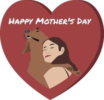 ontwerp van moeder dag met een hond en vrouw omhelsd Aan een rood hart vector