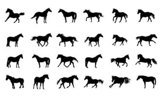 verzameling van paarden silhouetten op een witte achtergrond vector