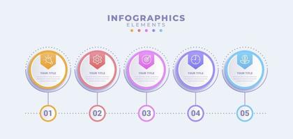 zakelijke infographic sjabloon met vijf opties of proces vector