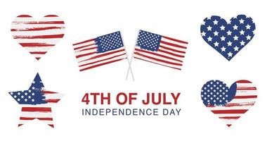 onafhankelijkheidsdag van de verenigde staten, 4 juli. usa grunge vlag. vector