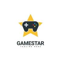 ontwerpsjabloon voor game star-logo, combinatie van joystick en sterpictogrammen vector