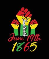 juneteenth juni 19e 1865 typografie t-shirt ontwerp vector