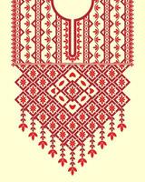 kleren en wikkelt. bloemen ketting borduurwerk ontwerp voor mode Dames. borduurwerk traditioneel rood bloem patroon met meetkundig etnisch oosters voor halslijn vector