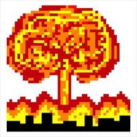 nucleaire explosie met pixelart. vectorillustratie. vector