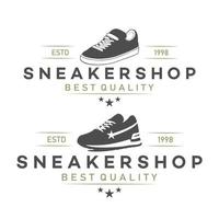 sneakers winkel logo ontwerp. schoenenwinkel. sneaker vector illustratie