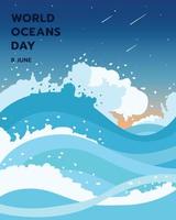 wereld oceaan dag ontwerp achtergrond vector