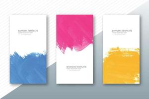 abstracte kleurrijke aquarel verf penseel banner set achtergrond vector