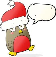 uit de vrije hand getrokken toespraak bubbel tekenfilm Kerstmis Robin vervelend Kerstmis hoed vector