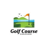 golfbaan logo ontwerpsjabloon. golfbaan logo concept vector. creatief pictogram symbool vector