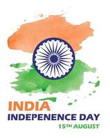 india gelukkige onafhankelijkheidsdag. 15 augustus. ashoka wiel vlag indiaan. voor poster, spandoek en begroeting. aquarel verf slag vector stock illustratie geïsoleerd op wit